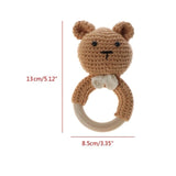 BPA Free Crochet Wooden Ring Baby Teether Safe Cute Animal Rattle Chewing Teething Nursing Soother Molar Infant Toy Accessories